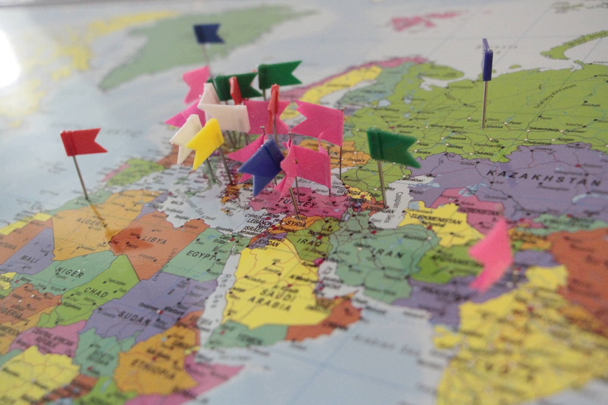 Weltkarte mit den Herkunftsländern unserer Schüler*innen